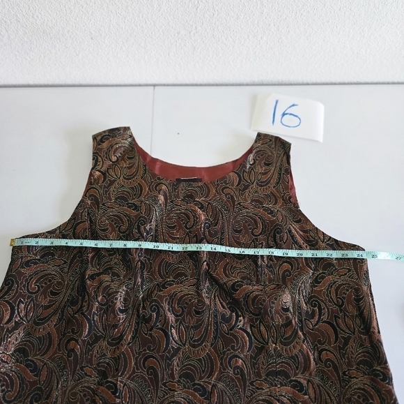 Positive Attitude Sleeveless Blouse Womens 24 Plus Brown Paisley Minimalist - Picture 8 of 10